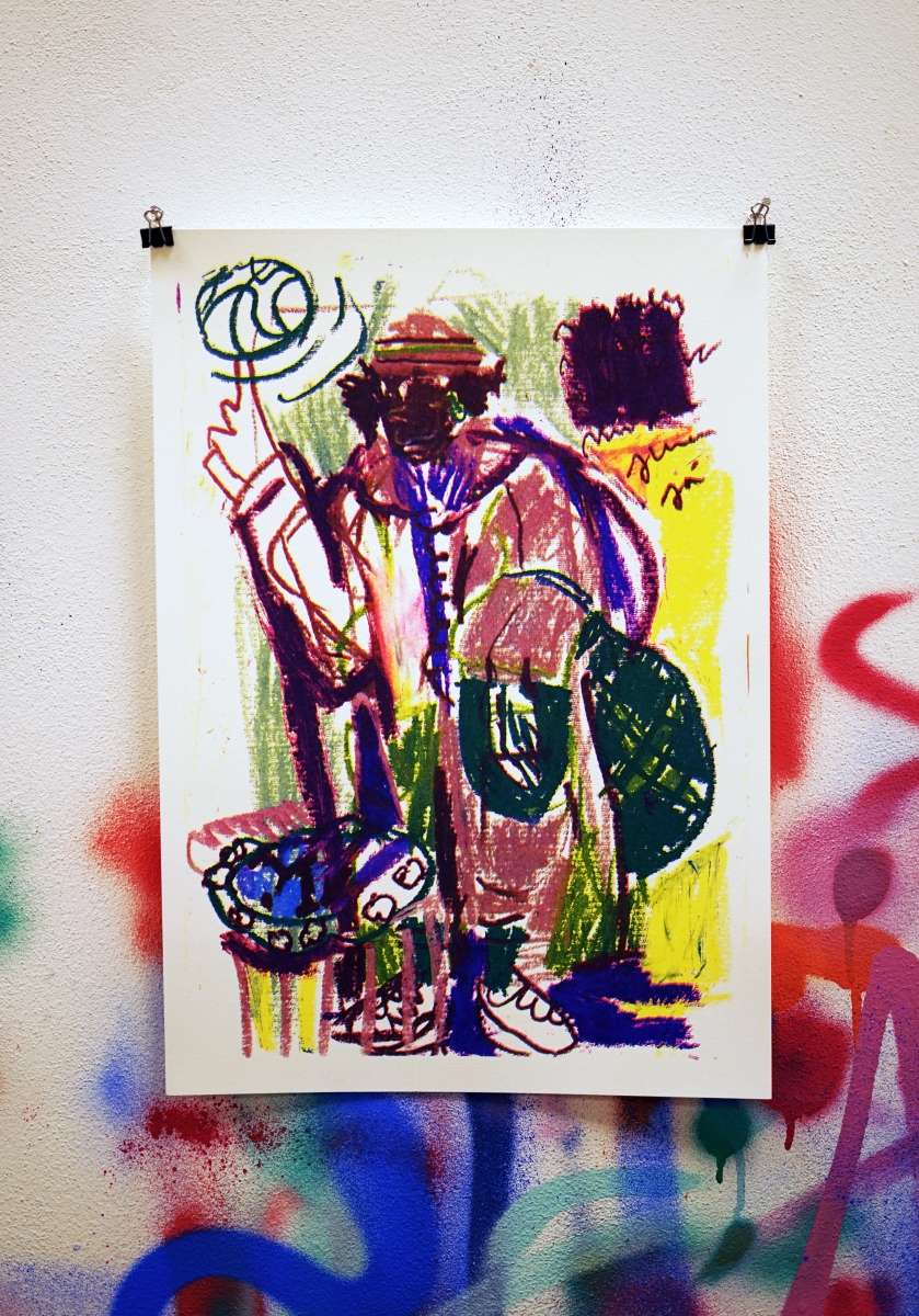 Basquiat, 2022, risografia na papieri, (foto: archív Adina Chmelová)
