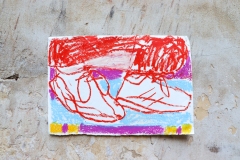 Skica, 2022, olejový pastel na papieri, 29,7x21 cm (foto: archív Adina Chmelová)