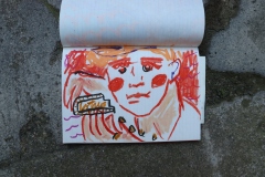 Skica, 2022, olejový pastel na papieri, 29,7x21 cm (foto: archív Adina Chmelová)