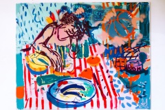 Baskeťák, , akryl, sprej a olejový pastel na plátne, 170x140 cm (foto: archív Adina Chmelová)