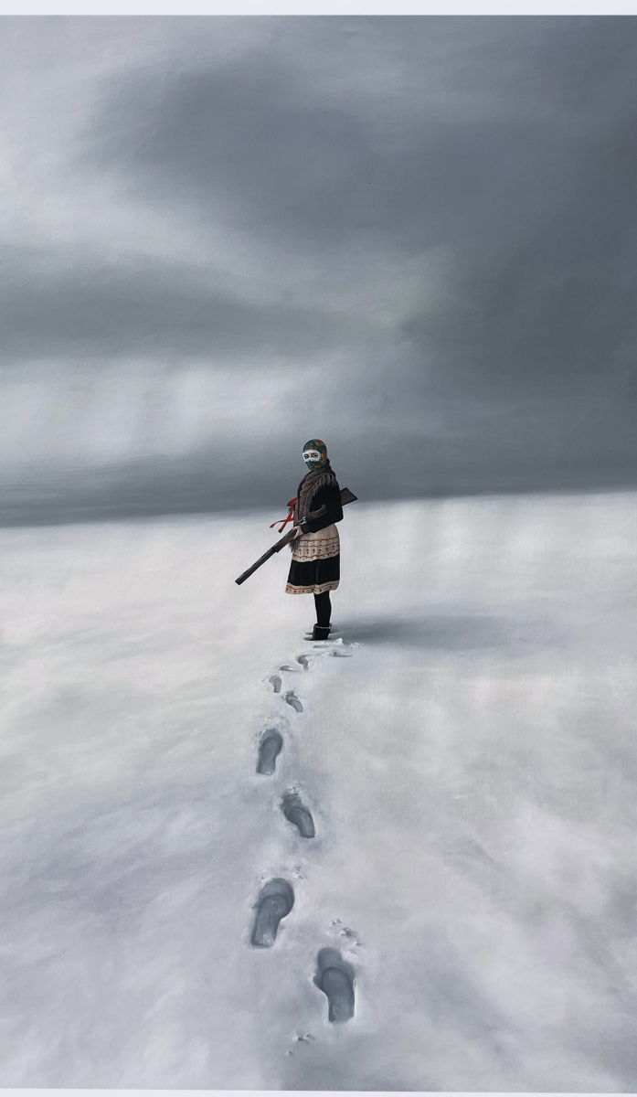 Maľba z triptychu Nomad, 2023, akryl na plátne, 95x150 cm (foto: archív Alexandra Hrehová)