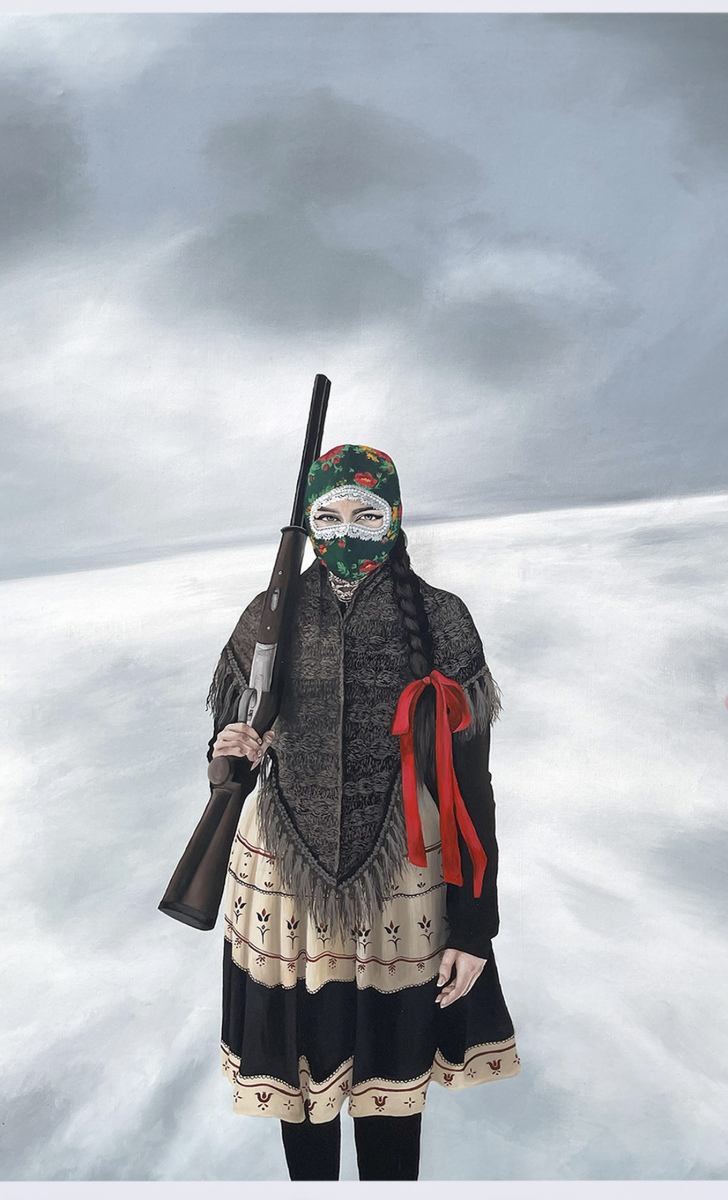 Maľba z triptychu Nomad, 2023, akryl na plátne, 95x150 cm (foto: archív Alexandra Hrehová)