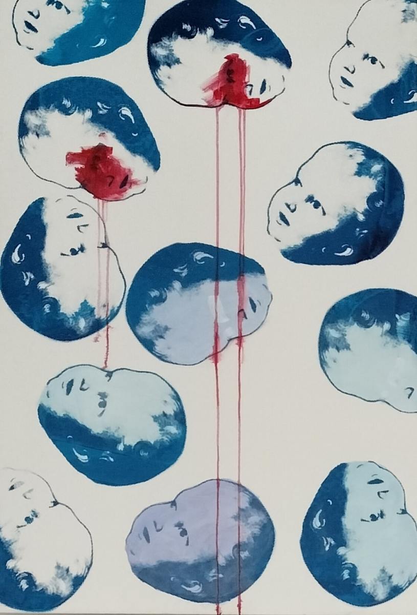 Alexandra Pradidová: Deti, 2023, serigrafia a olej na plátne, 90x140 cm (foto: archív Alexandra Pradidová)