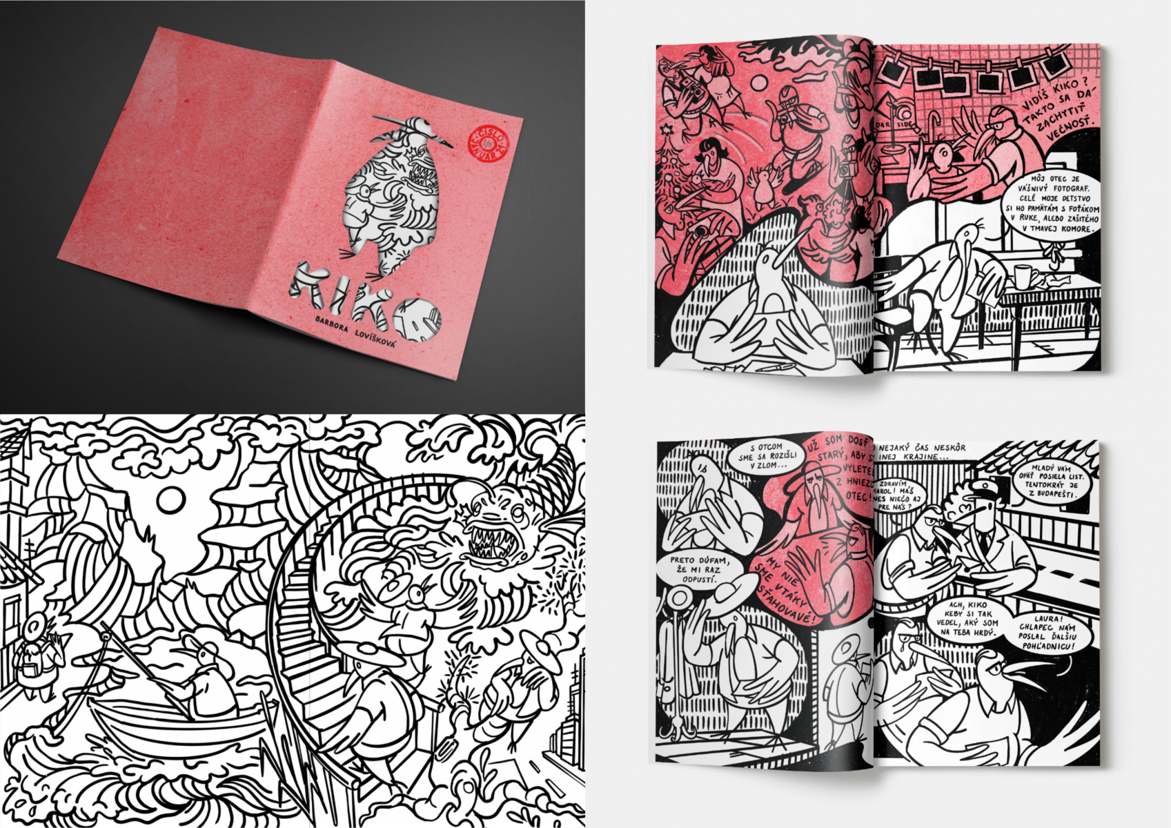 Barbora Lovíšková: Kiko, 2021, digitálna ilustrácia a koláž, rôzne formáty (foto: archív Barbora Lovíšková)