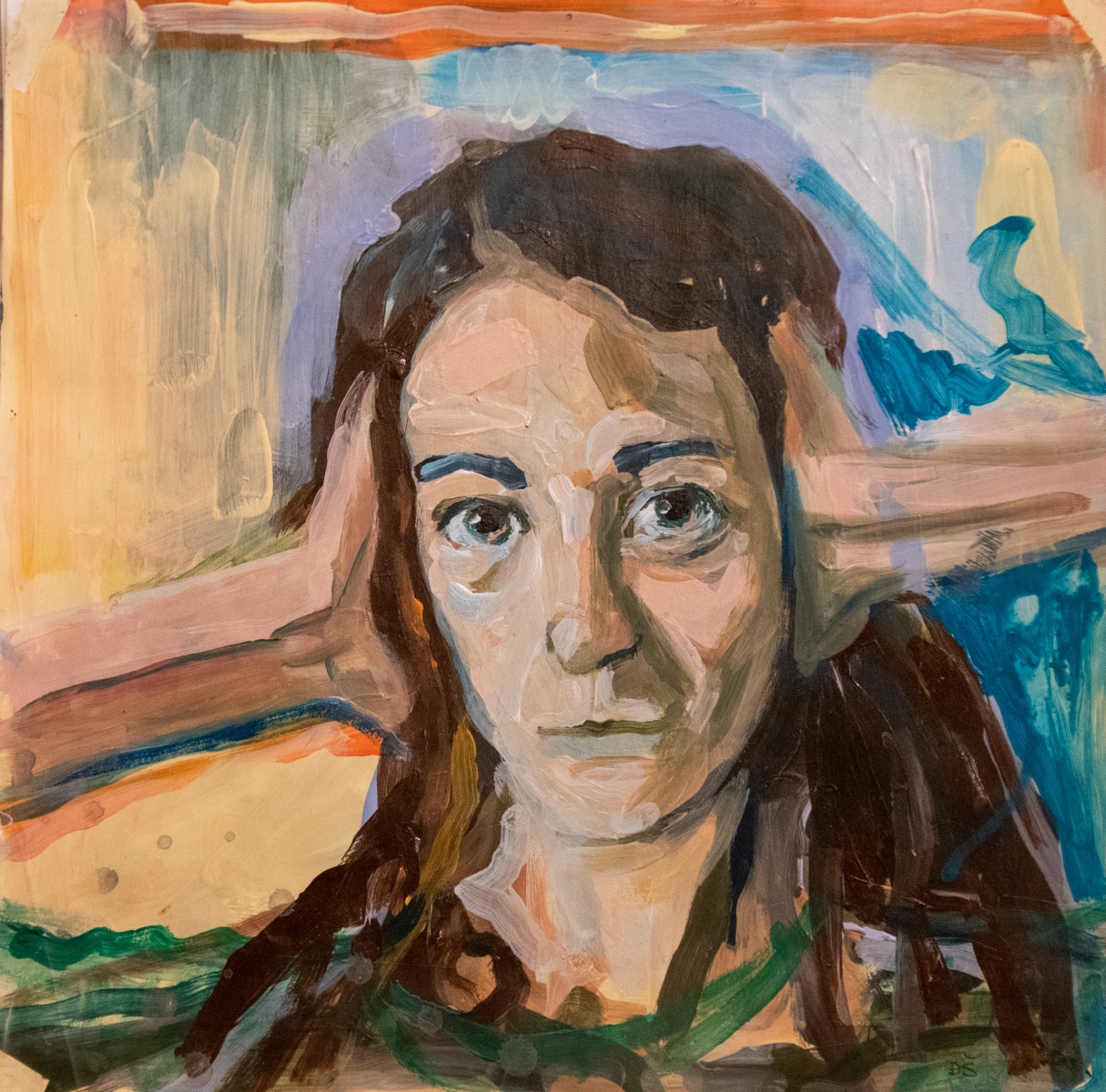 Osobná zóna ticha, 2019, akryl na papieri, 30 x 30 cm, z cyklu Osobná zóna (foto: archív Dominika Škorváneková)
