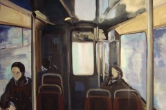 Inside, 2011, olej na plátne, 185x150 cm. Obraz vznikol počas študijného pobytu na VŠVU v Bratislave. (foto: archív Jana Bednárová)