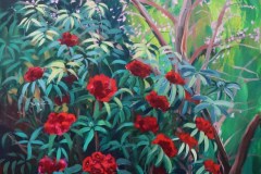 Rhododendron, 2018, akryl na plátne, 75x100 cm (foto: archív Jana Bednárová)