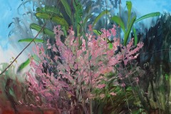 Cherry blossom, willow and banana tree, 2020, akryl na plátne, 120x100 cm (foto: archív Jana Bednárová)