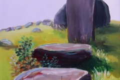 Monolith at harvest time, 2019, akryl na plátne, 75x100 cm (foto: archív Jana Bednárová)
