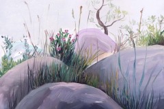 Pink stones, 2019, akryl na plátne, 62x50 cm (foto: archív Jana Bednárová)