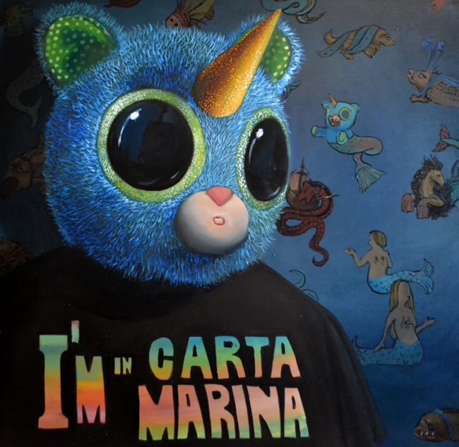 Carta Marina, 2019, olej na plátne, 100x100 cm, zo série Kamarádi (foto: archív Klára Sedlo)