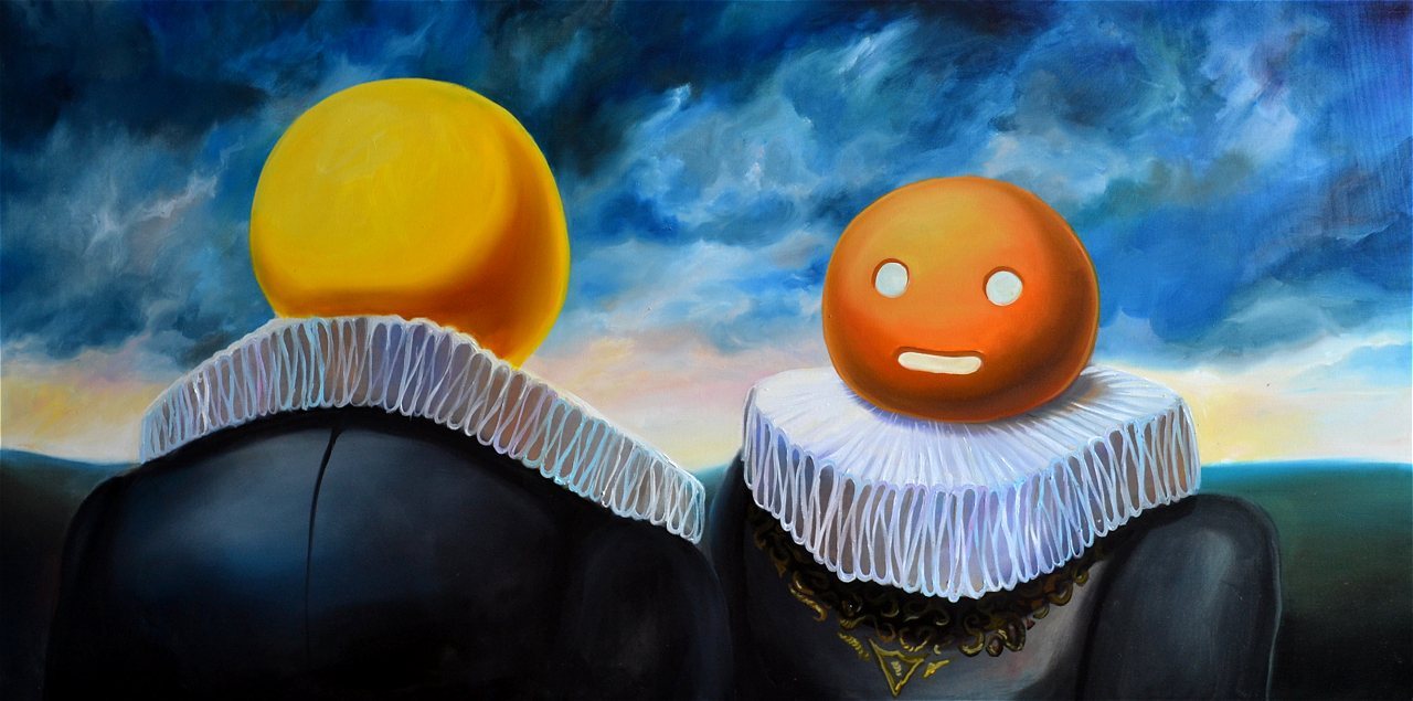 Dialog, 2020, olej na plátne, 160x90 cm, zo série Monstra (foto: archív Klára Sedlo)