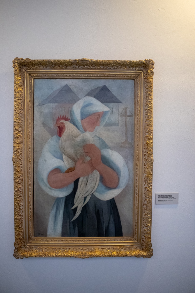 Ester Šimerová-Martinčeková, Žena s bielym kohútom, 1941, olej na plátne (foto: KUNSTARTUM)