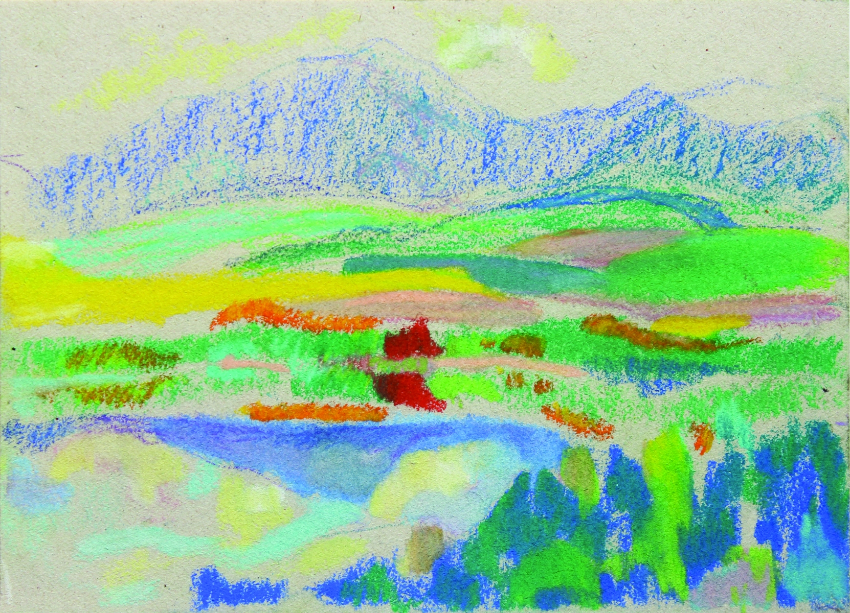 Liptov I, 2016, pastel, papier, 24 x 17 cm (foto: archív Ľubica Jediná)