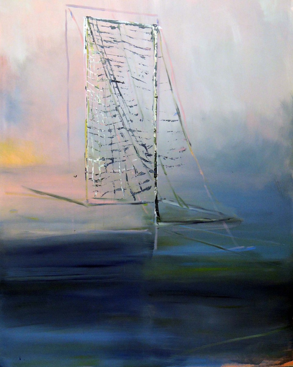 Čakanie na plnosť, 2018, akryl na platne, 155x 200 cm (foto: archív Lucia Veselá)