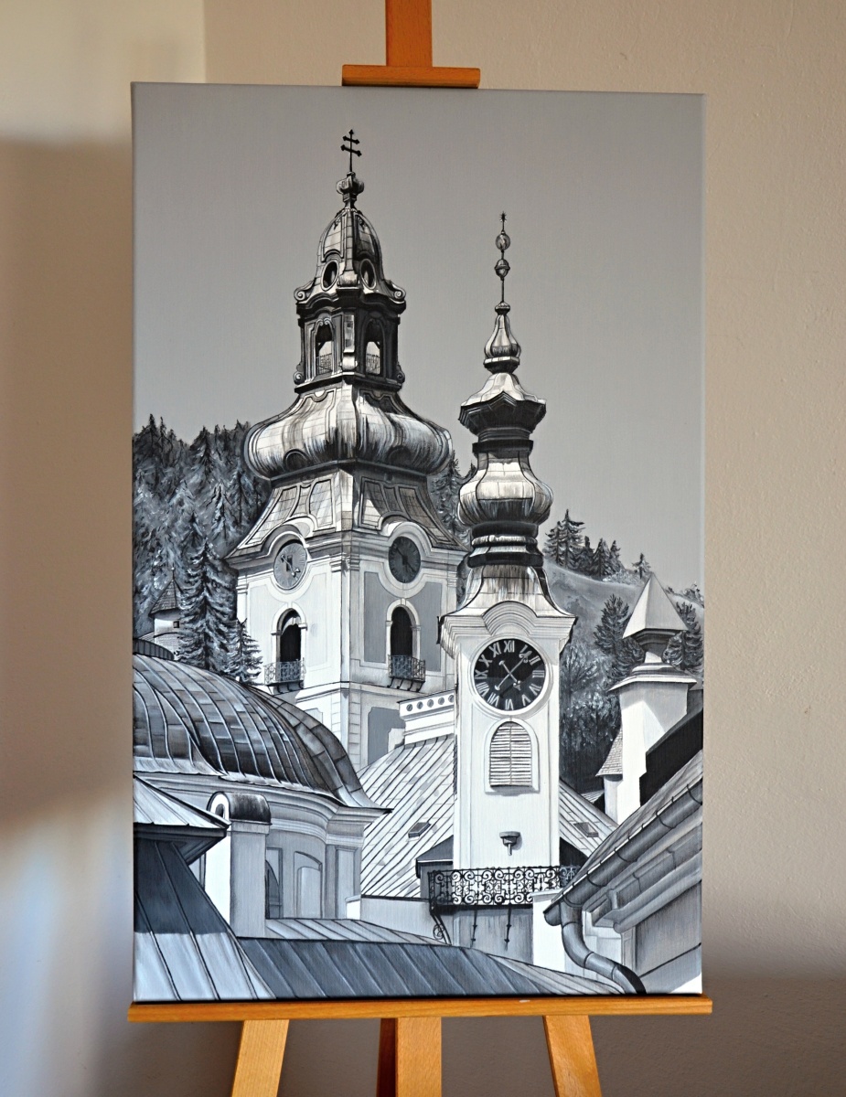 Banská Štiavnica, 2021, akryl na plátne, 50x80 cm (foto: archív Martina Majcherová)