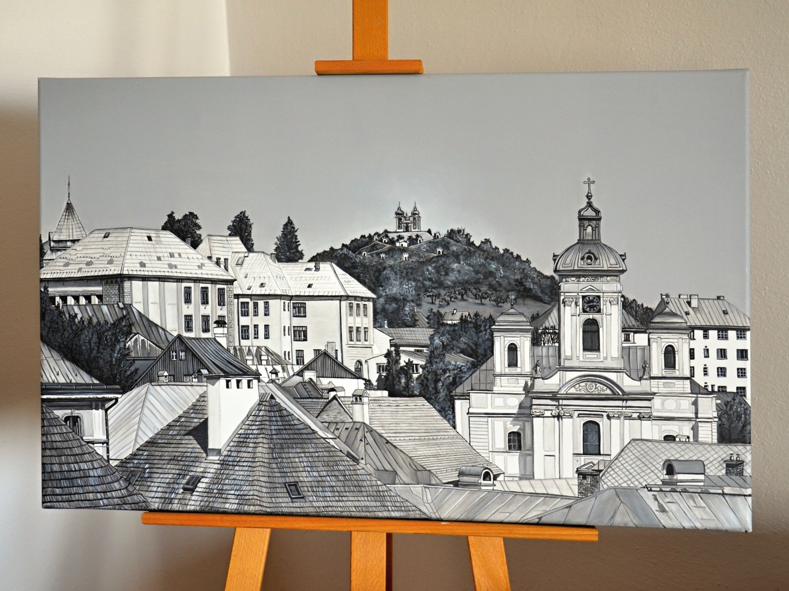 Banská Štiavnica, 2021, akryl na plátne, 80x50 cm (foto: archív Martina Majcherová)