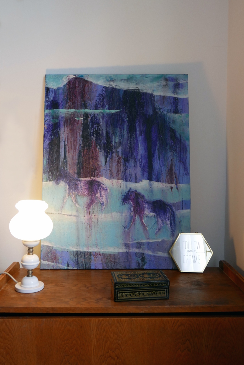 Islandic horses, 2018, akryl a vosk na plátne, 60x80 cm (foto: archív Miriama Schniererová)
