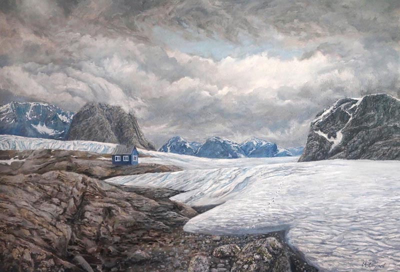 Monika Zimová: Jazyky snehu, 2021, olej na plátne, 120x80 cm  (foto: archív Monika Zimová)