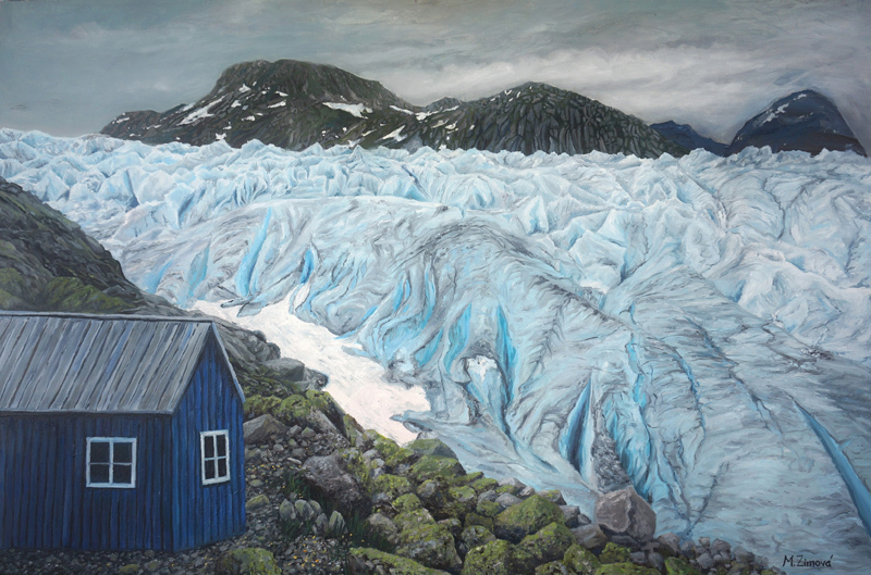 Monika Zimová: Tvár ľadovca, 2021, olej na plátne, 120x80 cm (foto: archív Monika Zimová)