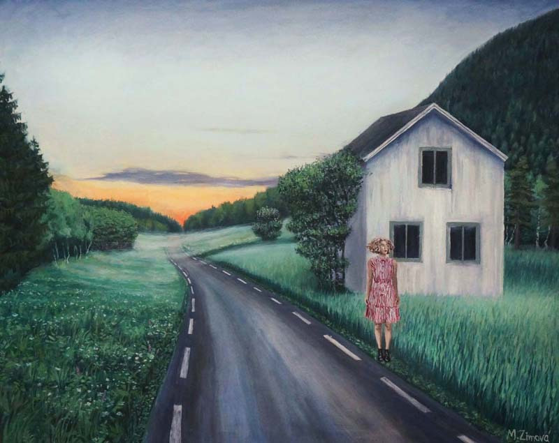 Monika Zimová: V myšlienkach, 2023, olej na plátne, 100x80 cm  (foto: archív Monika Zimová)