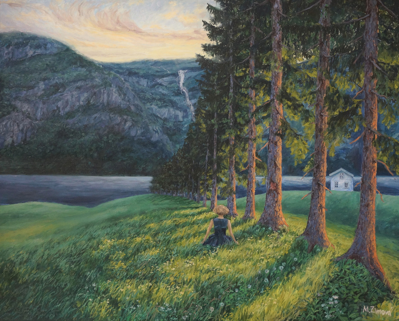 Monika Zimová: Teplo pod borovicami, 2023, olej na plátne, 100x80 cm   (foto: archív Monika Zimová)