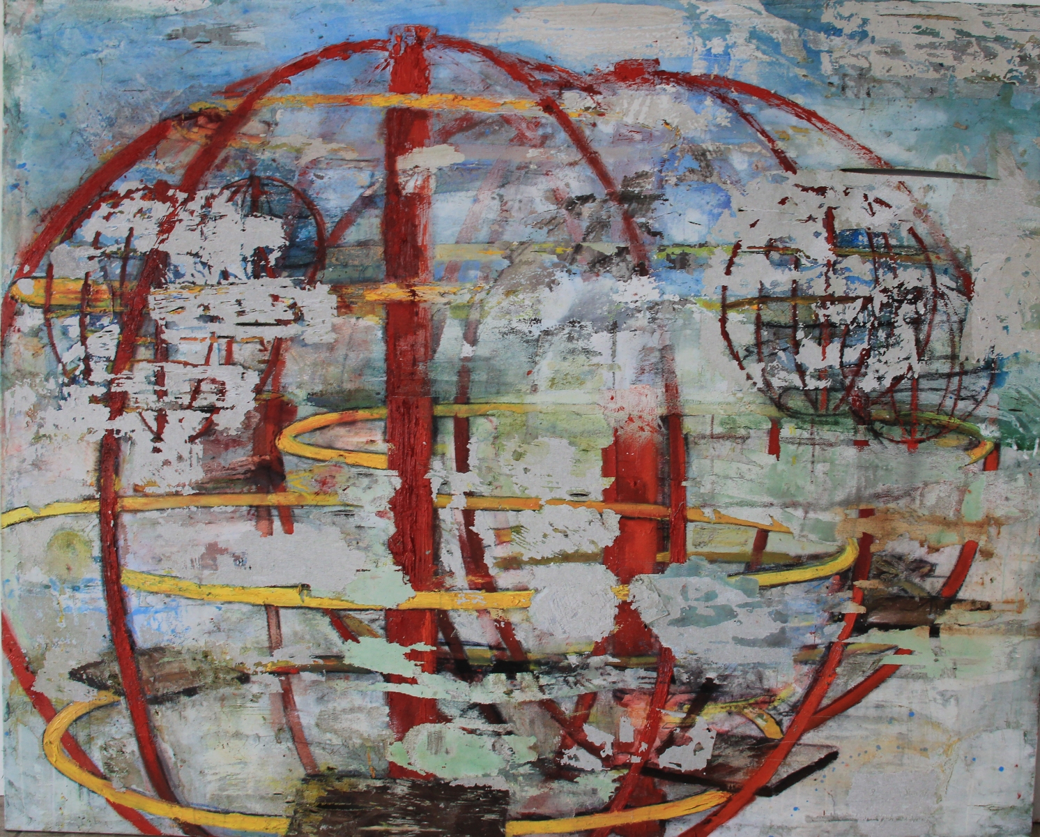 DEŠTRUKCIA, 2019, kombinovaná technika na plátne 200x150 cm (foto: archív Natália Šimonová)