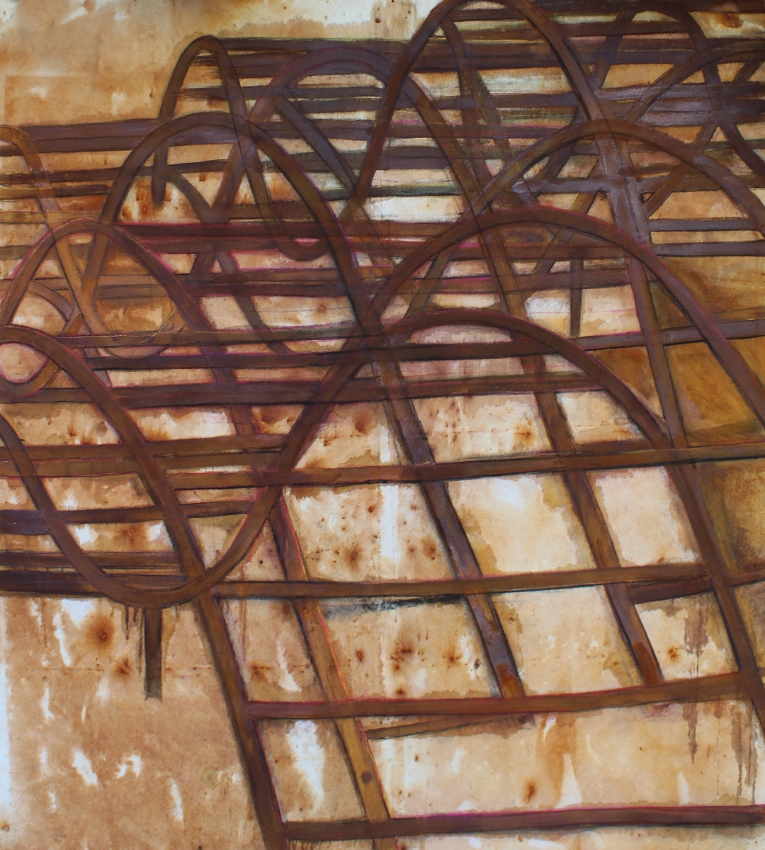 VLNA, 2020, hrdza a pigment na plátne, 180 x 200 cm, zo série malieb POST ŠTRUKTÚRA (foto: archív Natália Šimonová)