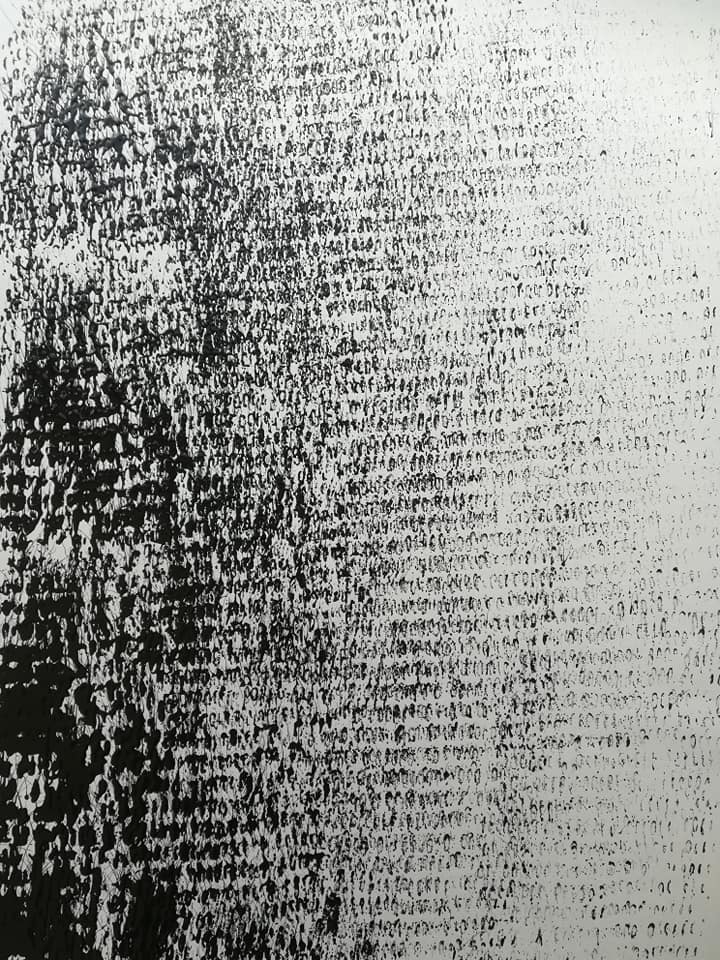 Kukuričné pole, 2018, autorská technika kukuričnými valčekmi – grafika, 42x59,4 cm (séria) (foto: archív Peter Králik)