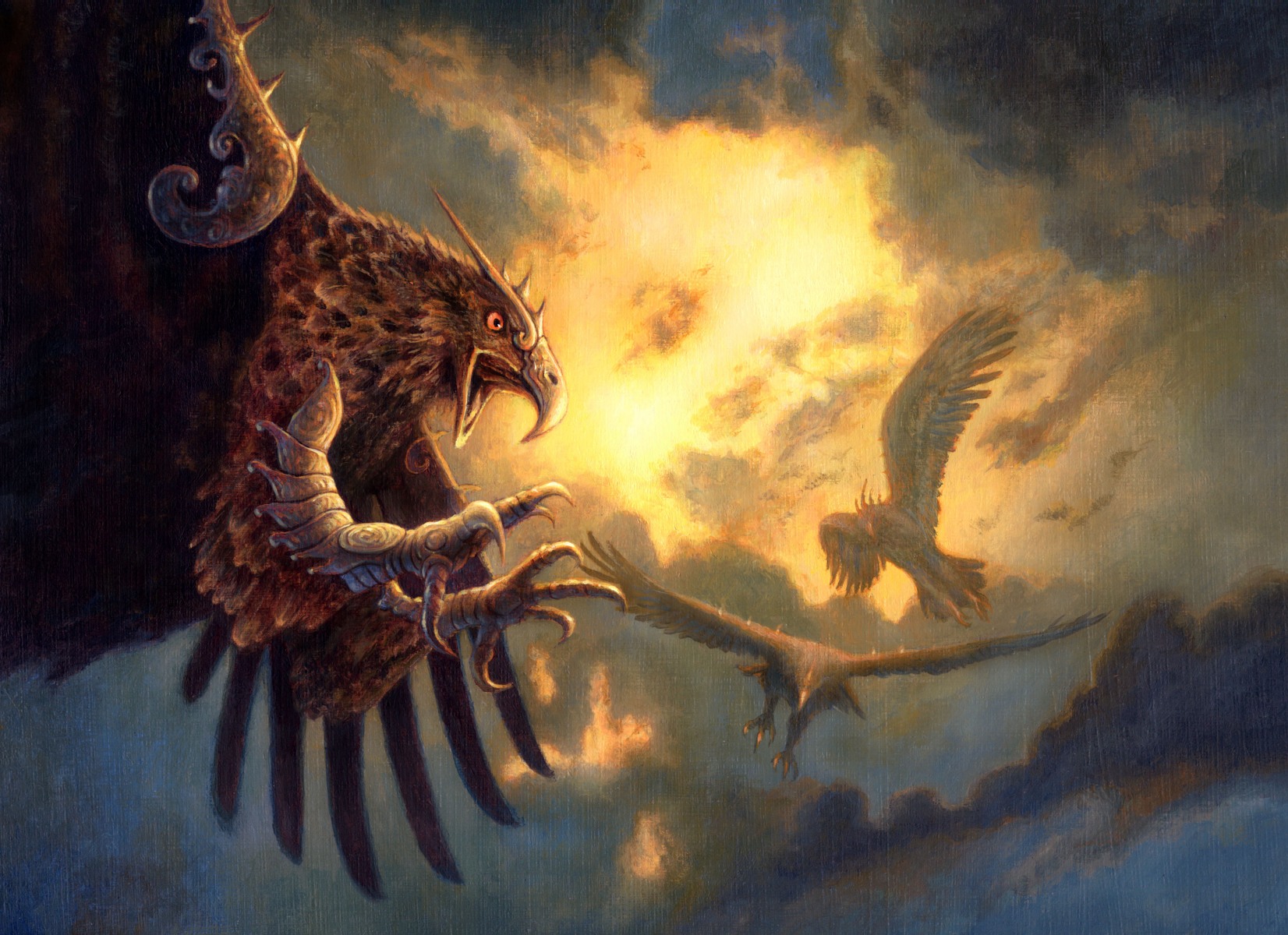 Squadron Hawk, ilustrácia ku karte Magic, akryl (foto: © Wizards of the Coast)