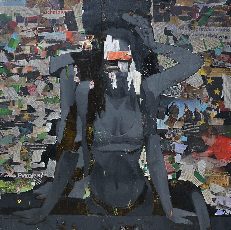 Okno do duše, 2018, akryl na plátne/koláž, 85x85cm (foto: archív Miroslav Sandanus)