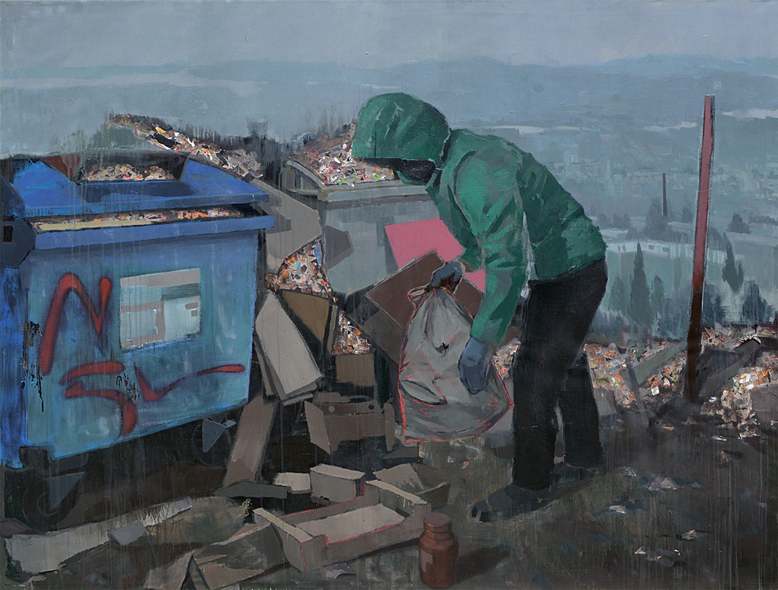 APATIA 02, 2018, akryl na plátne/koláž, 190x160cm (foto: archív Miroslav Sandanus)