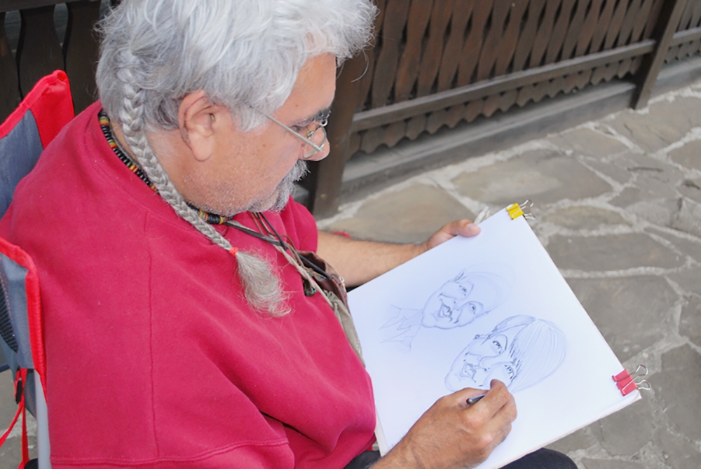 Kreslenie naživo na Spišskom salaši, 27.6.2015, Spišské Podhradie (foto: archív Stanislav Remeselník)