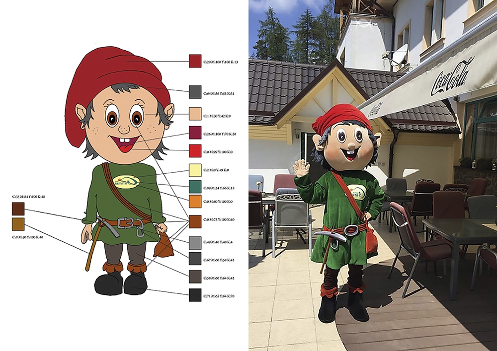 Maskot Bralko, návrh a konečný výsledok realizácie návrhov (foto: archív Stanislav Remeselník)