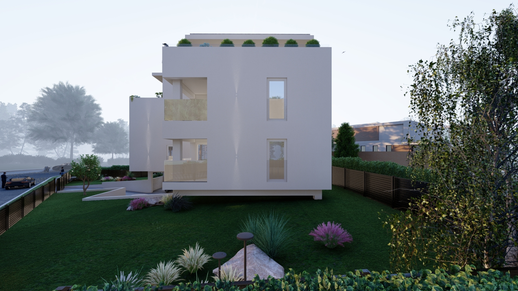 Návrh exteriéru pre developerský projekt, 2023, Nitra (návrh vizualizácie: Tatiana Gajdošová – HOME UP DESIGN)