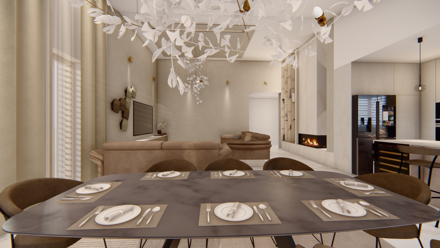 Vizualizácia – interiér rodinného domu, 2023, Čadca (návrh vizualizácie: Tatiana Gajdošová – HOME UP DESIGN)