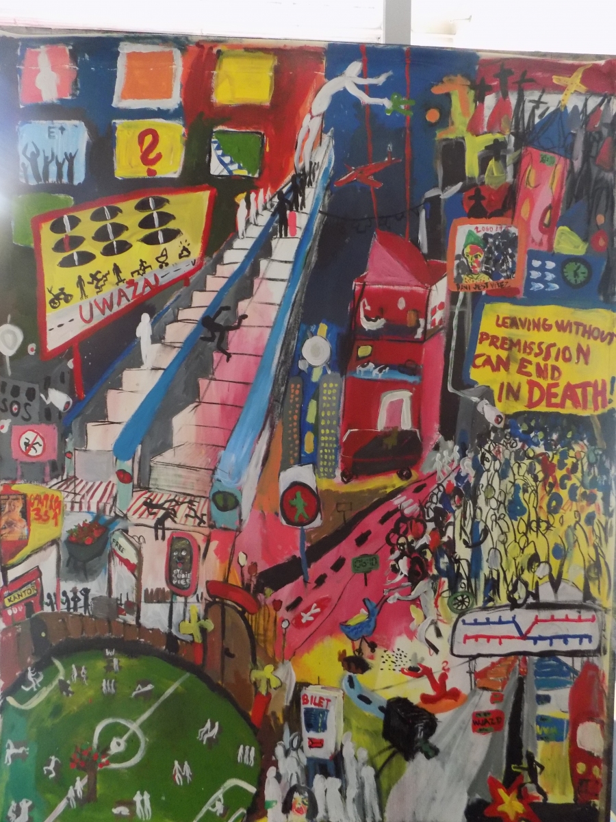 Uwazaj, 2017, akryl na plátne 200x50cm (foto: archív Michaela Thanová)