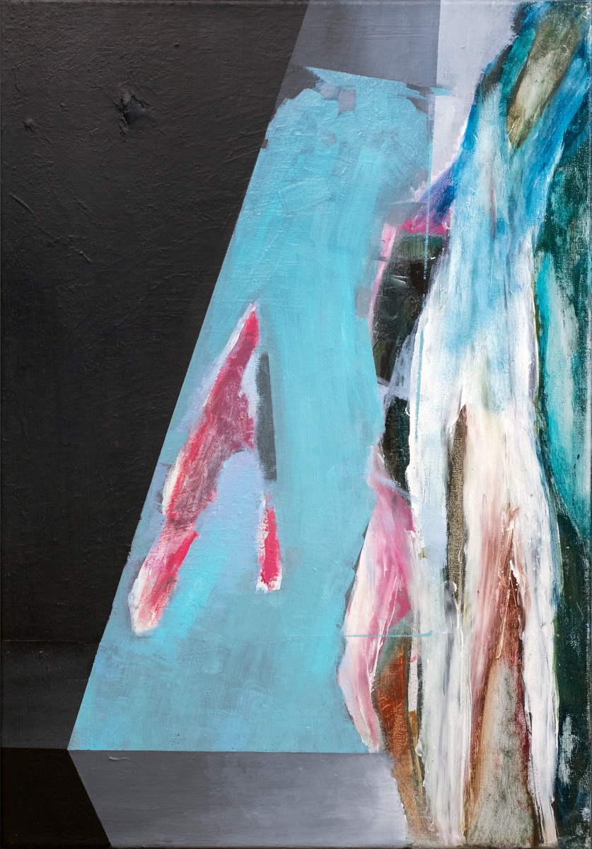 Modrý vrch II. (Pocta Dežovi Ursínymu), 2019, olej na plátne, 50x70 cm (foto: Michal Zahornacký)