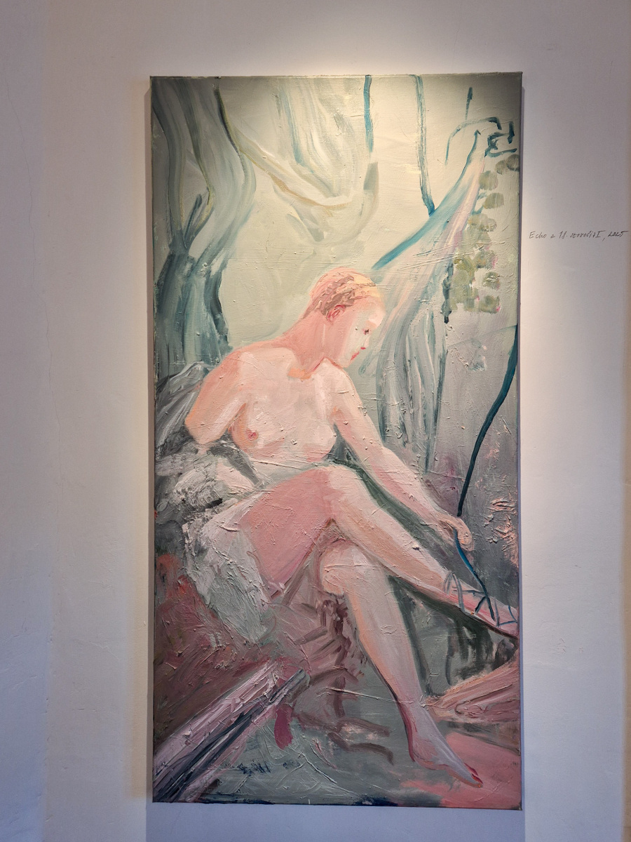 Jana Farmanová: Echo z 18. storočia I, 2025, olej na plátne, 70x140 cm (foto: KUNSTARTUM)