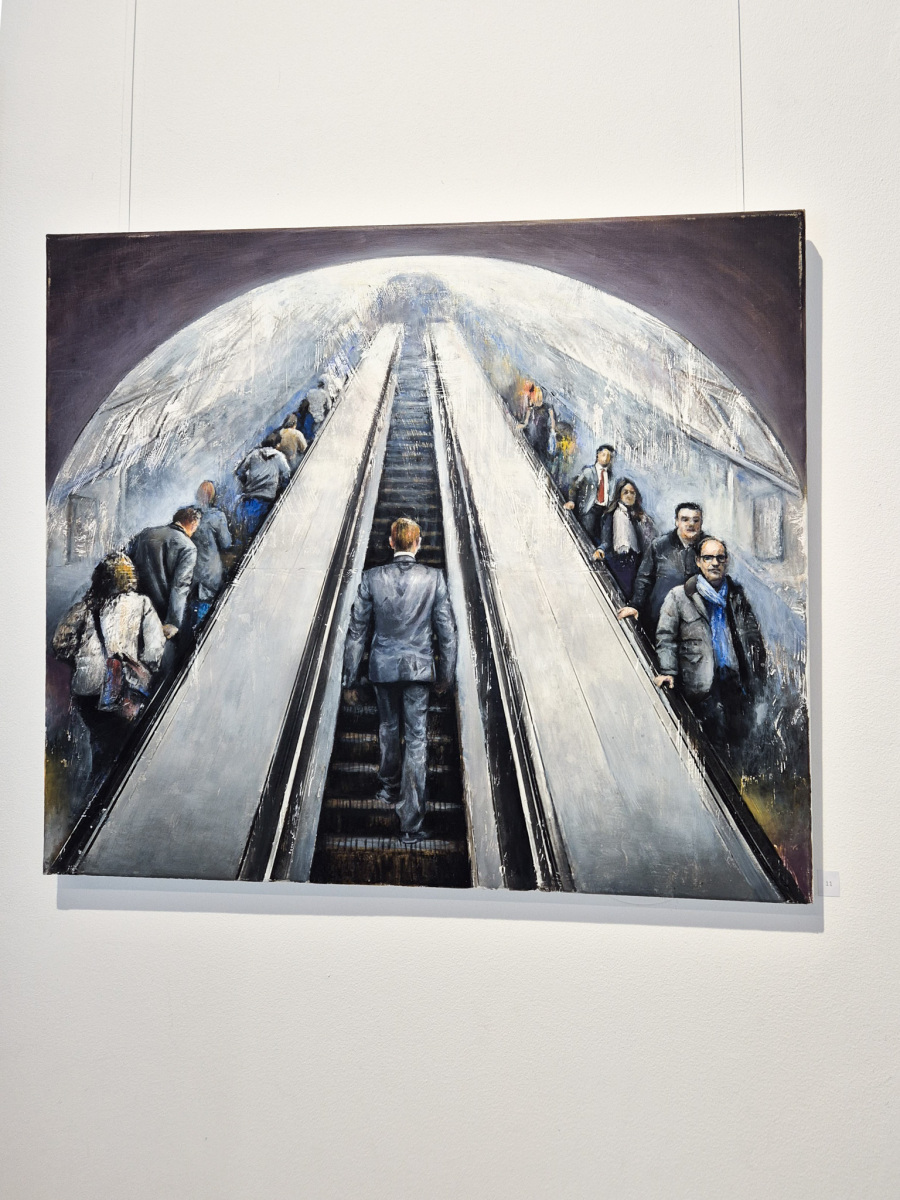 Marek Jarotta: Social distance, 2020, akrylový transfer a akryl na plátne, 60x70 cm (foto: KUNSTARTUM)